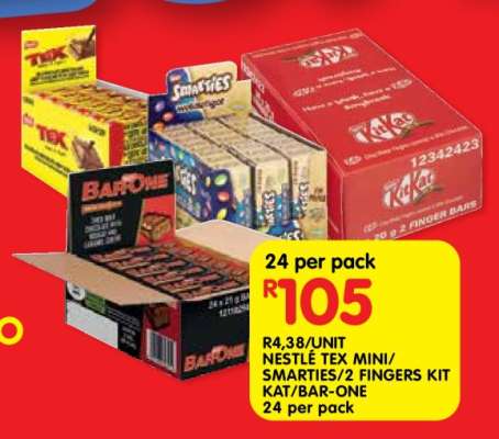 NESTLÉ TEX MINI/SMARTIES/2 FINGERS KIT KAT/BAR-ONE