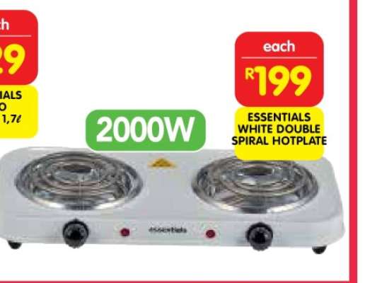 ESSENTIALS WHITE DOUBLE SPIRAL HOTPLATE
