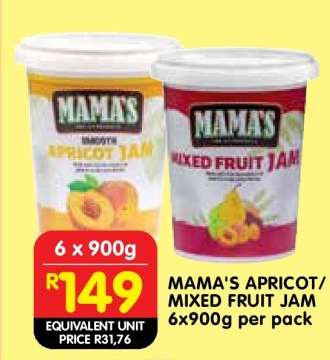 MAMA’S APRICOT/MIXED FRUIT JAM