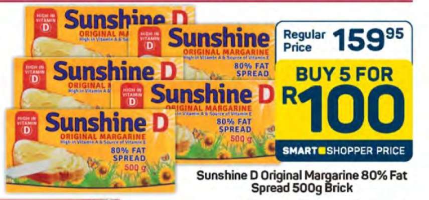 Sunshine D Original Margarine 80% Fat Spread 500g Brick