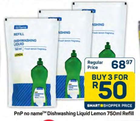 PnP no name™ Dishwashing Liquid Lemon 750ml Refill