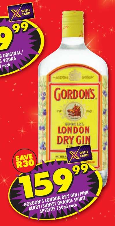 GORDON'S LONDON DRY GIN/PINK BERRY/SUNSET ORANGE SPIRIT APERITIF 750ml