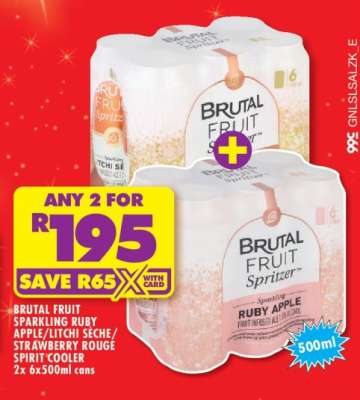 BRUTAL FRUIT SPARKLING RUBY APPLE/LITCHI SECHE/STRAWBERRY ROUGE SPIRIT COOLER