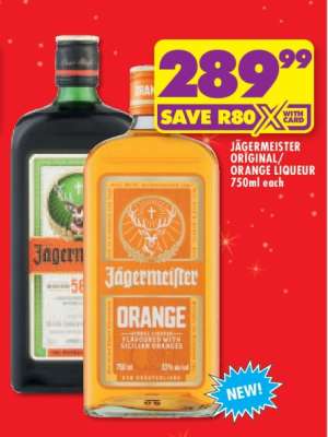 JÄGERMEISTER ORIGINAL/ORANGE LIQUEUR 750ml each