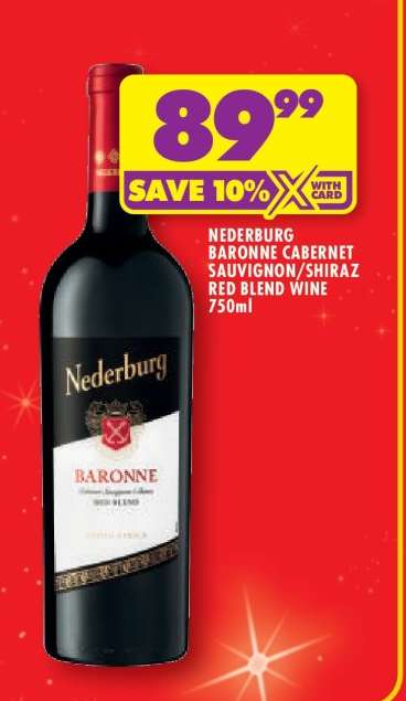 Nederburg Baronne Cabernet Sauvignon/Shiraz Red Blend Wine 750ml
