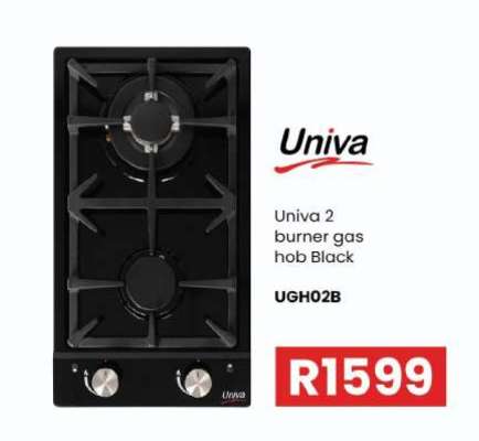 Univa 2 burner gas hob Black