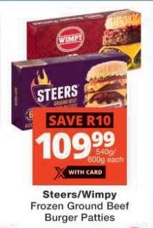 Steers/Wimpy Frozen Ground Beef Burger Patties