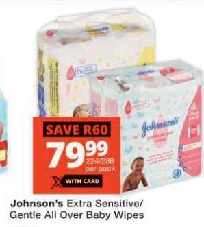 Johnson’s Extra Sensitive/Gentle All Over Baby Wipes
