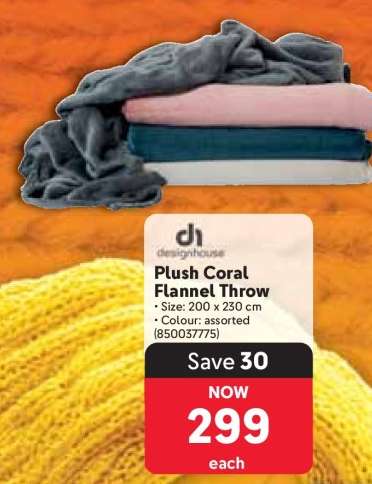 Plush Coral Flannel Throw