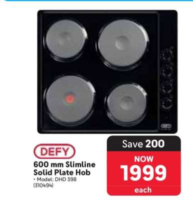 DEFY 600 mm Slimline Solid Plate Hob