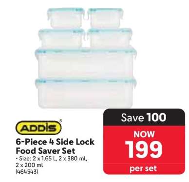 ADDIS 6-Piece 4 Side-Lock Food Saver Set