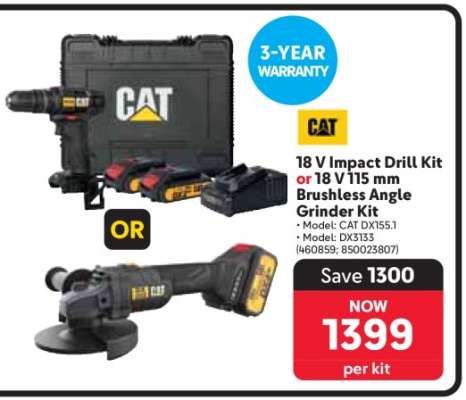 18 V Impact Drill Kit or 18 V 115 mm Brushless Angle Grinder Kit