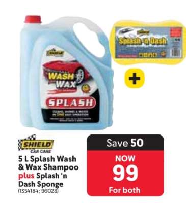 5 L Splash Wash & Wax Shampoo plus Splash ‘n Dash Sponge