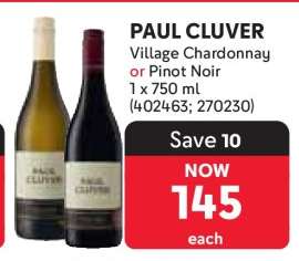 PAUL CLUVER Village Chardonnay or Pinot Noir