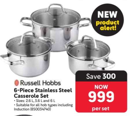 Russell Hobbs 6-Piece Stainless Steel Casserole Set