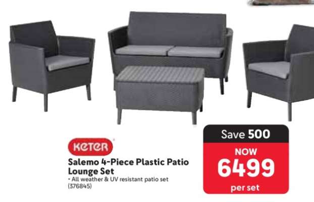 Salemo 4-Piece Plastic Patio Lounge Set