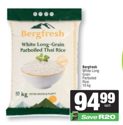 Bergfresh White Long Grain Parboiled Rice 10 kg