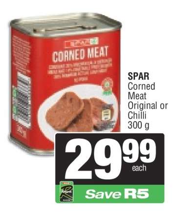 SPAR Corned Meat Original or Chilli 300 g
