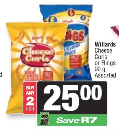 Willards Cheese Curls or Flings