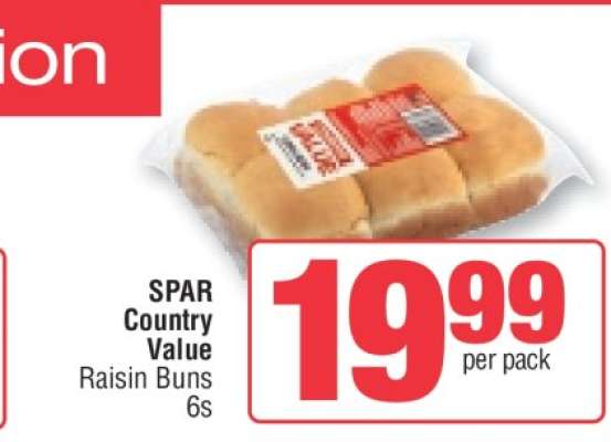 SPAR Country Value Raisin Buns 6s