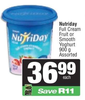 Nutriday Full Cream Fruit or Smooth Yoghurt