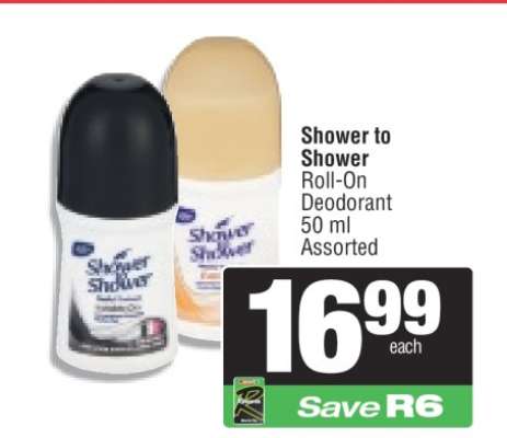 Shower to Shower Roll-On Deodorant