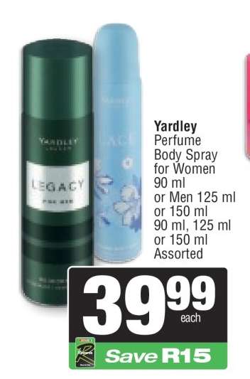 Yardley Perfume Body Spray