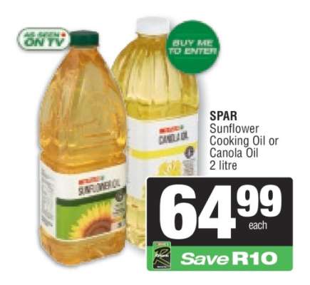 SPAR Sunflower Cooking Oil or Canola Oil