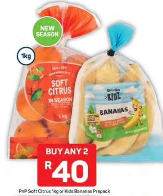 PnP Soft Citrus 1kg or Kids Bananas Prepack
