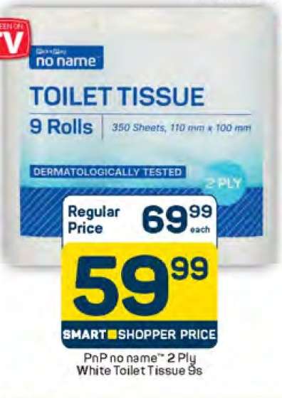 PnP no name™ 2 Ply White Toilet Tissue 9s