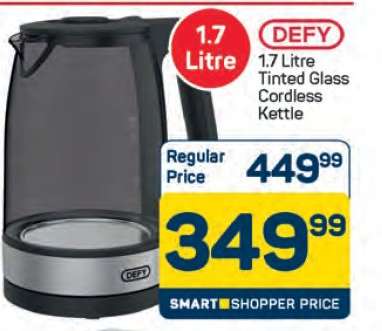 DEFY 1.7 Litre Tinted Glass Cordless Kettle