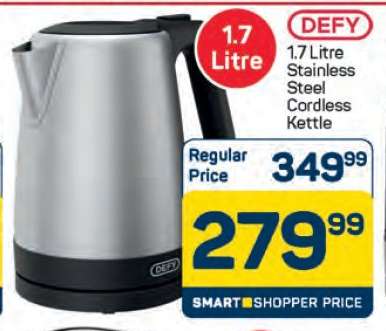 DEFY 1.7 Litre Stainless Steel Cordless Kettle