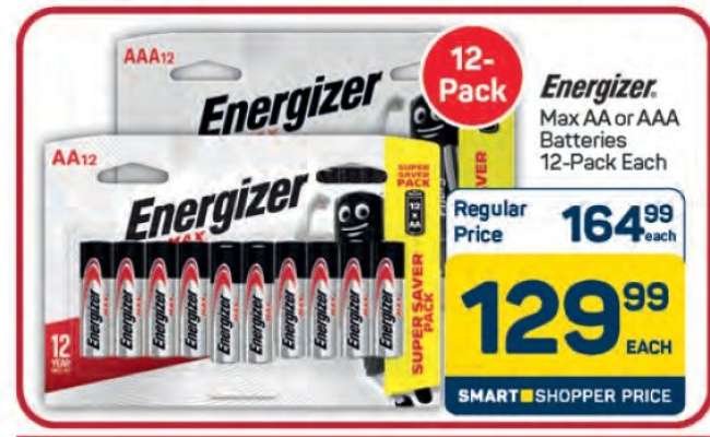 Energizer Max AA or AAA Batteries 12-Pack