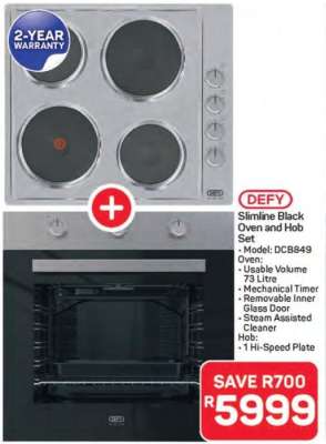 Defy Slimline Black Oven and Hob Set