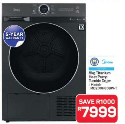 8kg Titanium Heat Pump Tumble Dryer