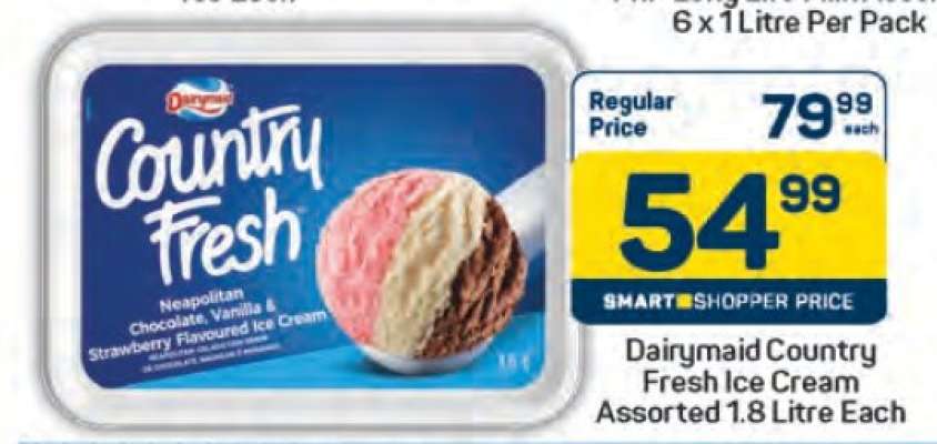 Dairymaid Country Fresh Ice Cream Assorted 1.8 Litre Each