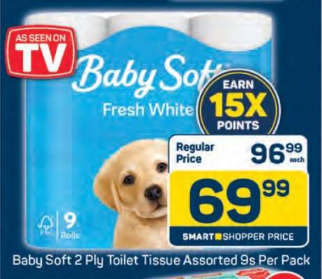 Baby Soft 2 Ply Toilet Tissue Assorted 9s Per Pack