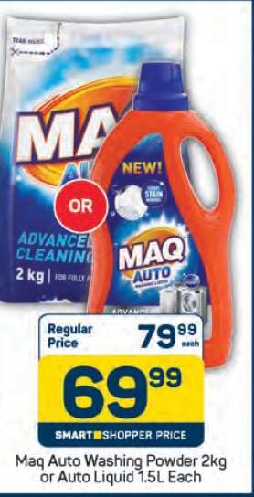 Maq Auto Washing Powder 2kg or Auto Liquid 1.5L Each