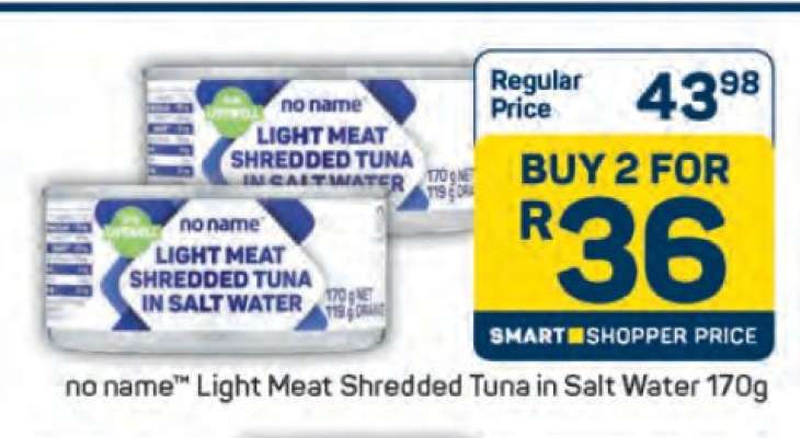 no name™ Light Meat Shredded Tuna in Salt Water 170g