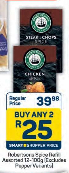 Robertsons Spice Refill Assorted 12-100g (Excludes Pepper Variants)