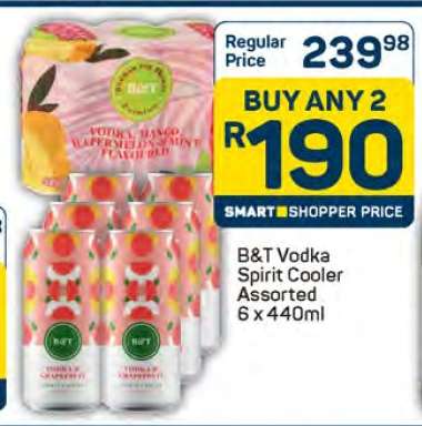 B&T Vodka Spirit Cooler Assorted 6 x 440ml