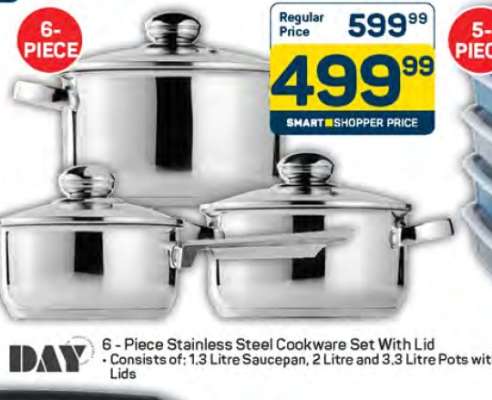 6- Piece Stainless Steel Cookware Set with Lid