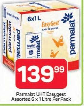 Parmalat UHT Easygest Assorted 6 x 1 Litre Per Pack