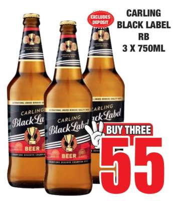 CARLING Black Label RB 3 x 750ml