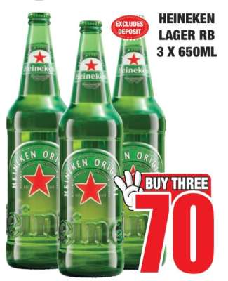 HEINEKEN LAGER RB 3 X 650ML