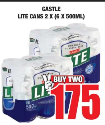 CASTLE LITE CANS 2 X (6 X 500ML)