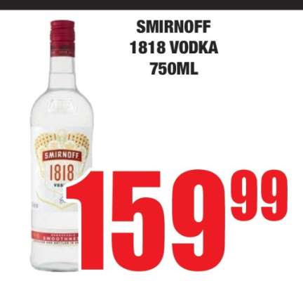 SMIRNOFF 1818 VODKA 750ML