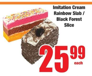 Imitation Cream Rainbow Slab / Black Forest Slice