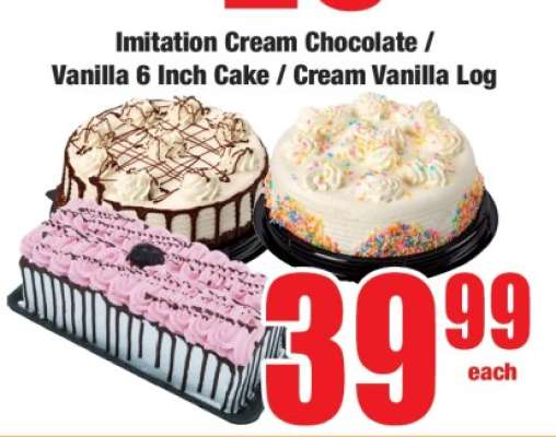 Imitation Cream Chocolate / Vanilla 6 Inch Cake / Cream Vanilla Log