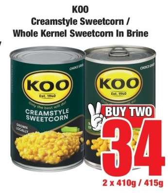 KOO Creamstyle Sweetcorn / Whole Kernel Sweetcorn In Brine